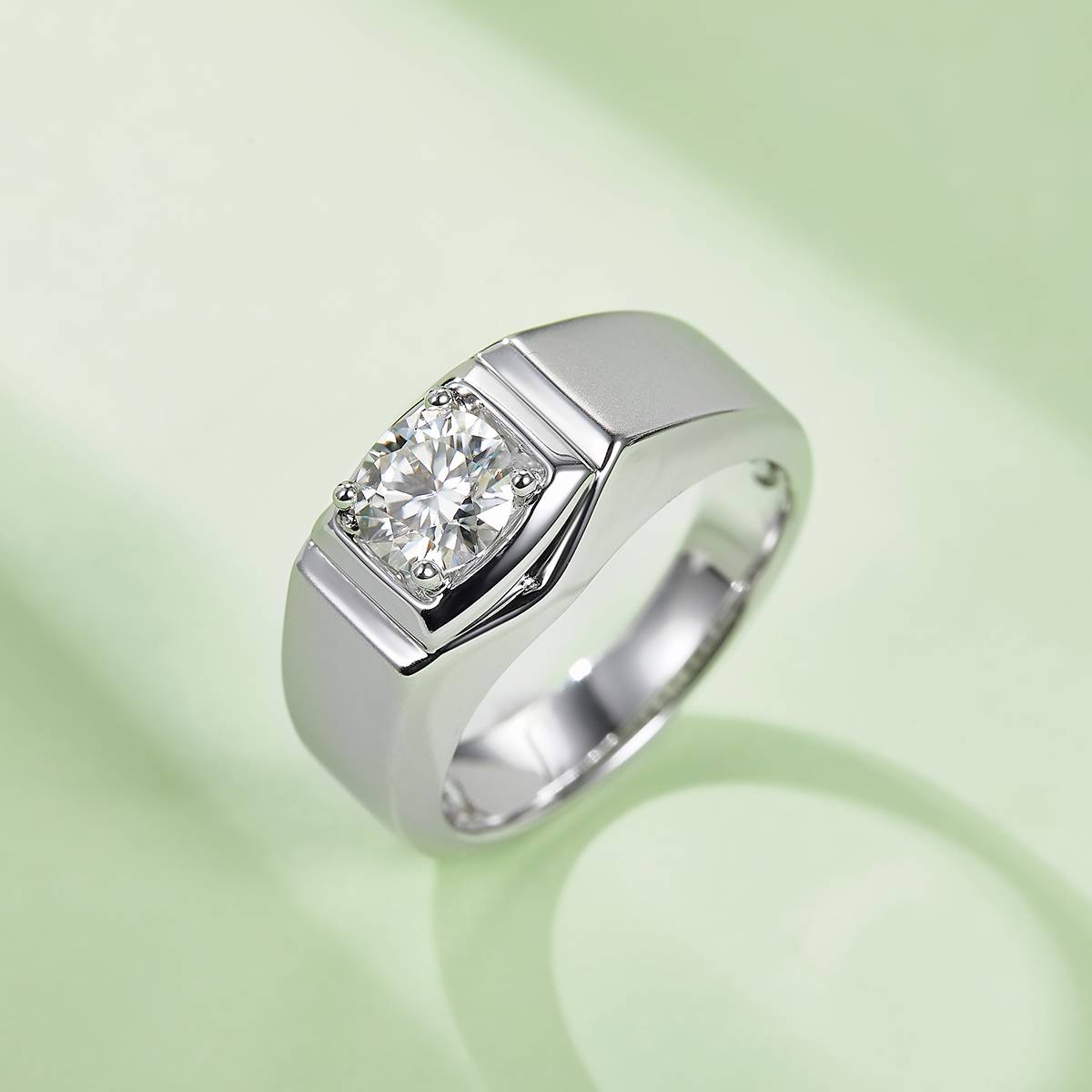 Ancestral model S925 silver plated platinum moissanite diamond men's ring 1 carat D-grade